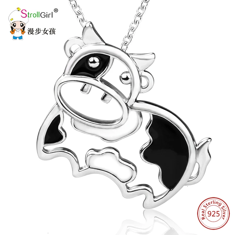 

925 Sterling Silver Cow Animal Pendant Necklace Exquisite Jewelry for Girls Factory Direct Free Shipping