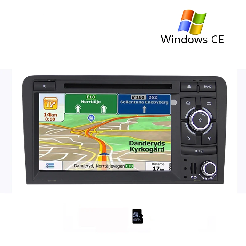 WINCE map Автомобильный DVD Радио gps мультимедийный плеер для Audi A3 2002 2003 2004 2005 2006 2007 2008 2009 2010 2011 навигационное головное устройство стерео - Цвет: WINCE map