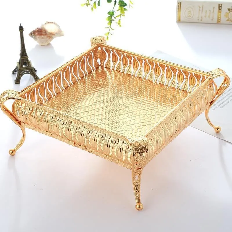 1 pc Metal tray round/square storage box modern creative European multi-functional snack table to store the household fruit | Дом и сад