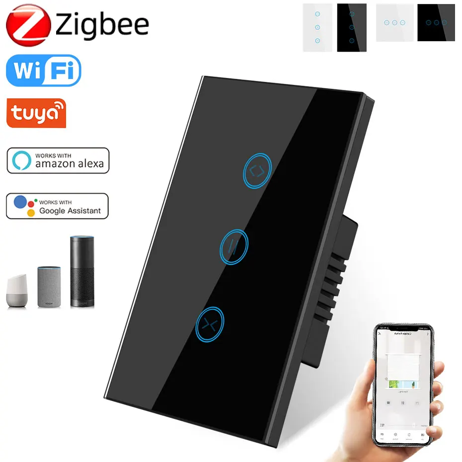 

Zigbee Smart Touch Curtain Roller Blinds Motor Switch EU US standard Tuya Smart Life App Wireless Remote Control Waterproof