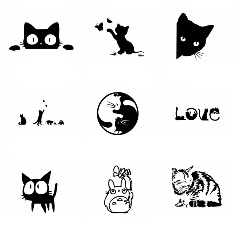 Наклейки и наклейки для автомобиля с милым котом виниловые животные