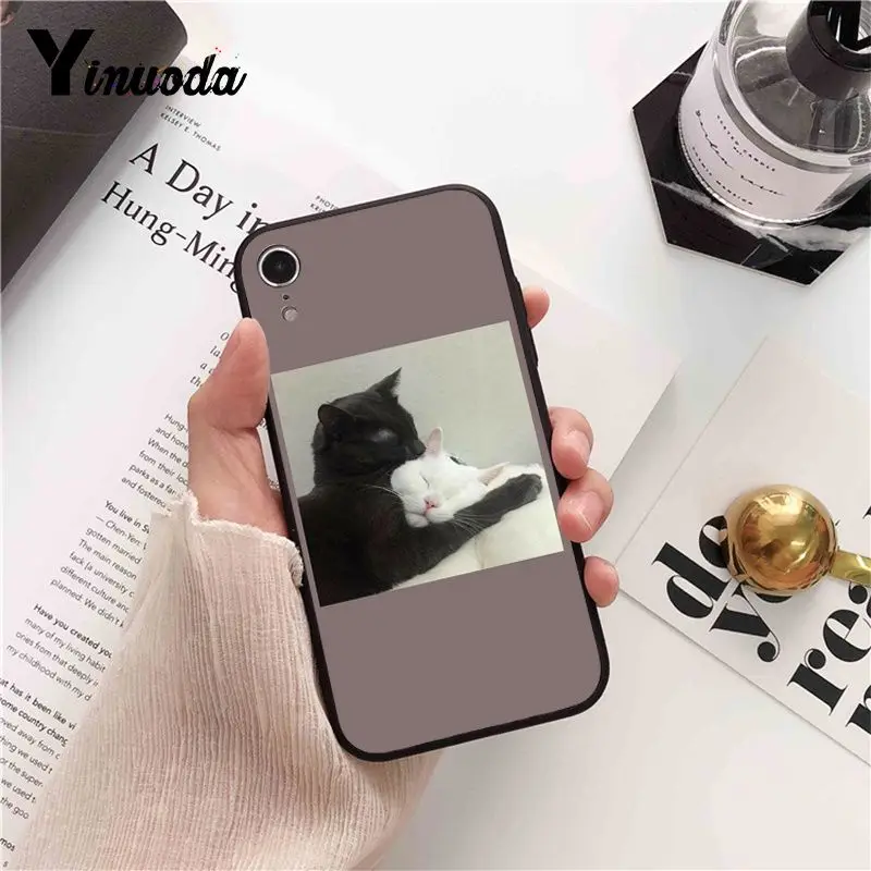 Yinuoda забавная для кошек собак настроение черный мягкий чехол телефона iPhone 11 pro XS MAX