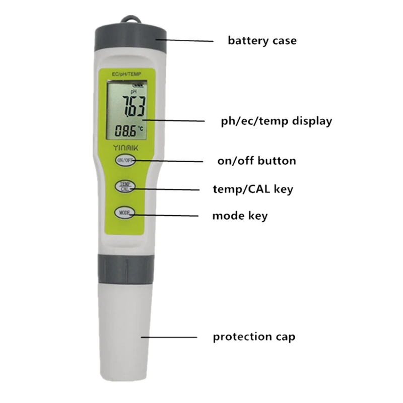 Водонепроницаемый измеритель PH ручки переносной цифровой тестер для аквариума