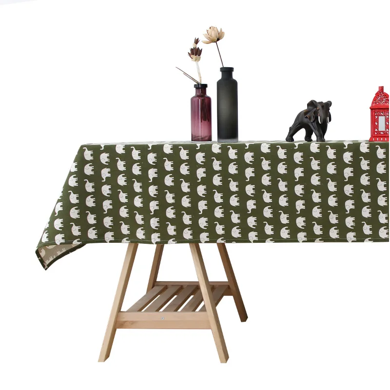

Cute Green Elephant Fabric Cotton Linen Computer Coffee Tablecloth Table Cover Table Dining Desk Cloth Party Garden Decoration