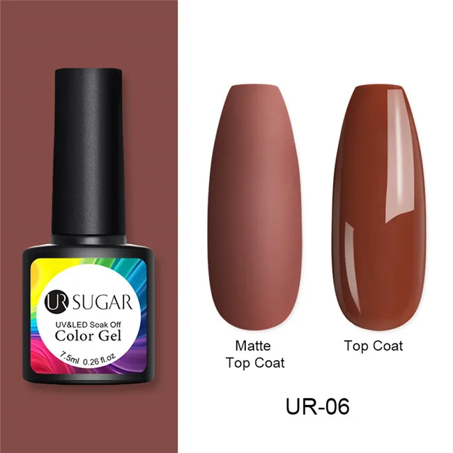 pink6 Ur Sugar 7,5 мл матовый цветной УФ-гель для ногтей чистый лак для ногтей матовое верхнее покрытие замачиваемый Гель-лак для дизайна ногтей маникюрный лак основа сделай сам - Цвет: pink6