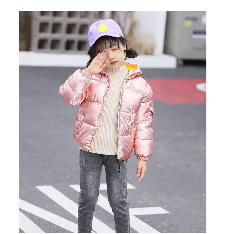 CYSINCOS Children's Down Jacket Winter Baby Boys Girls Solid Color Glossy Warm Coat Kids Down Cotton Coat Waterproof Snowsuit