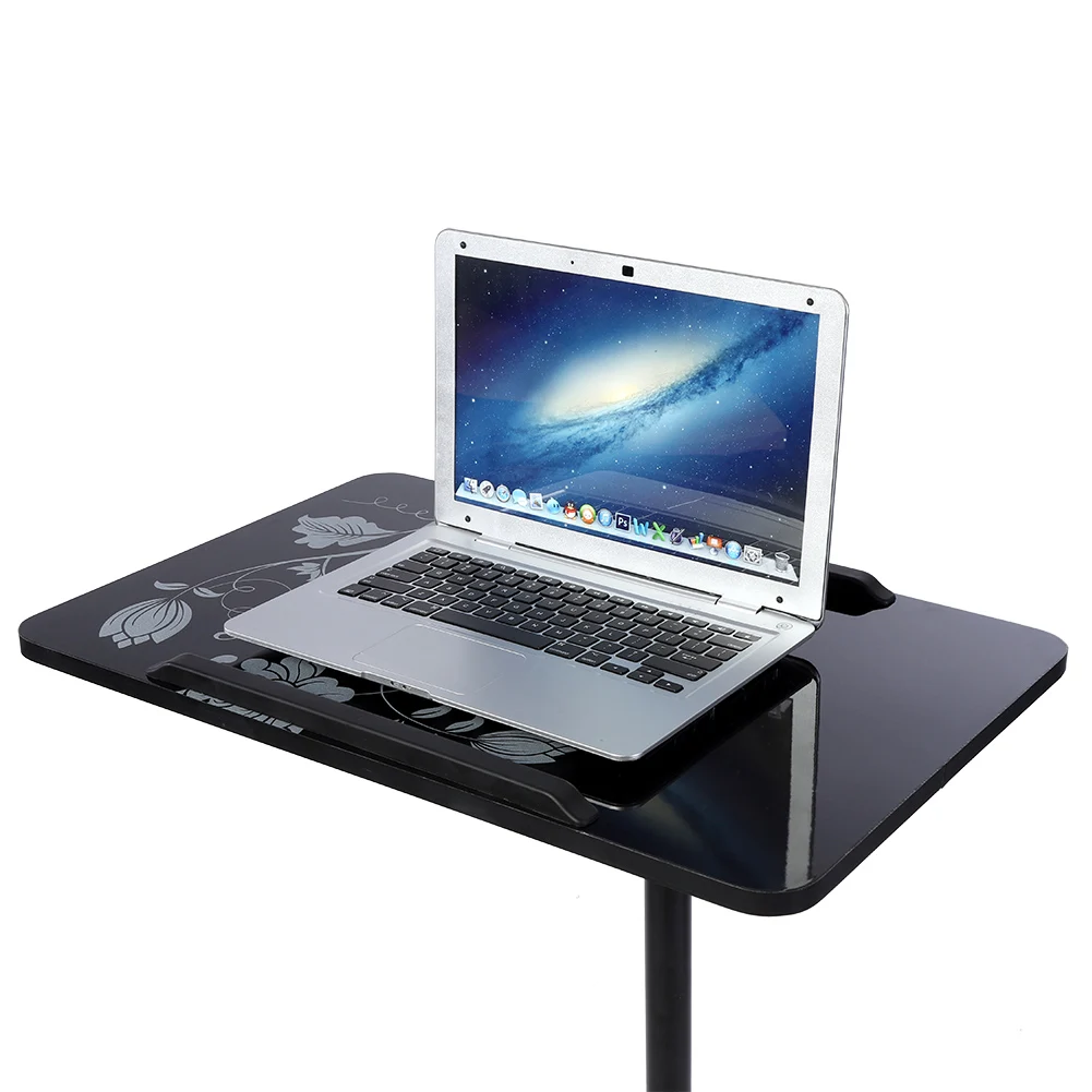 

Portable Multifunctional Removable Laptop Desk With Wheels Fan Bed Sofa Books Snack Black Fits Under Most Beds And Chairs