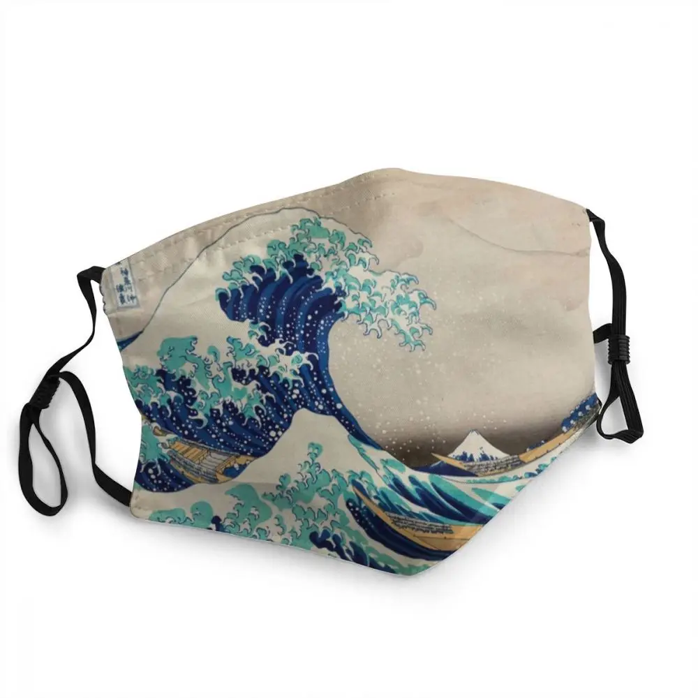 

Great Wave Off Kanagawa Vintage Japanese Breathable Face Mask Unisex Adult Dustproof Protection Cover Respirator Mouth-Muffle