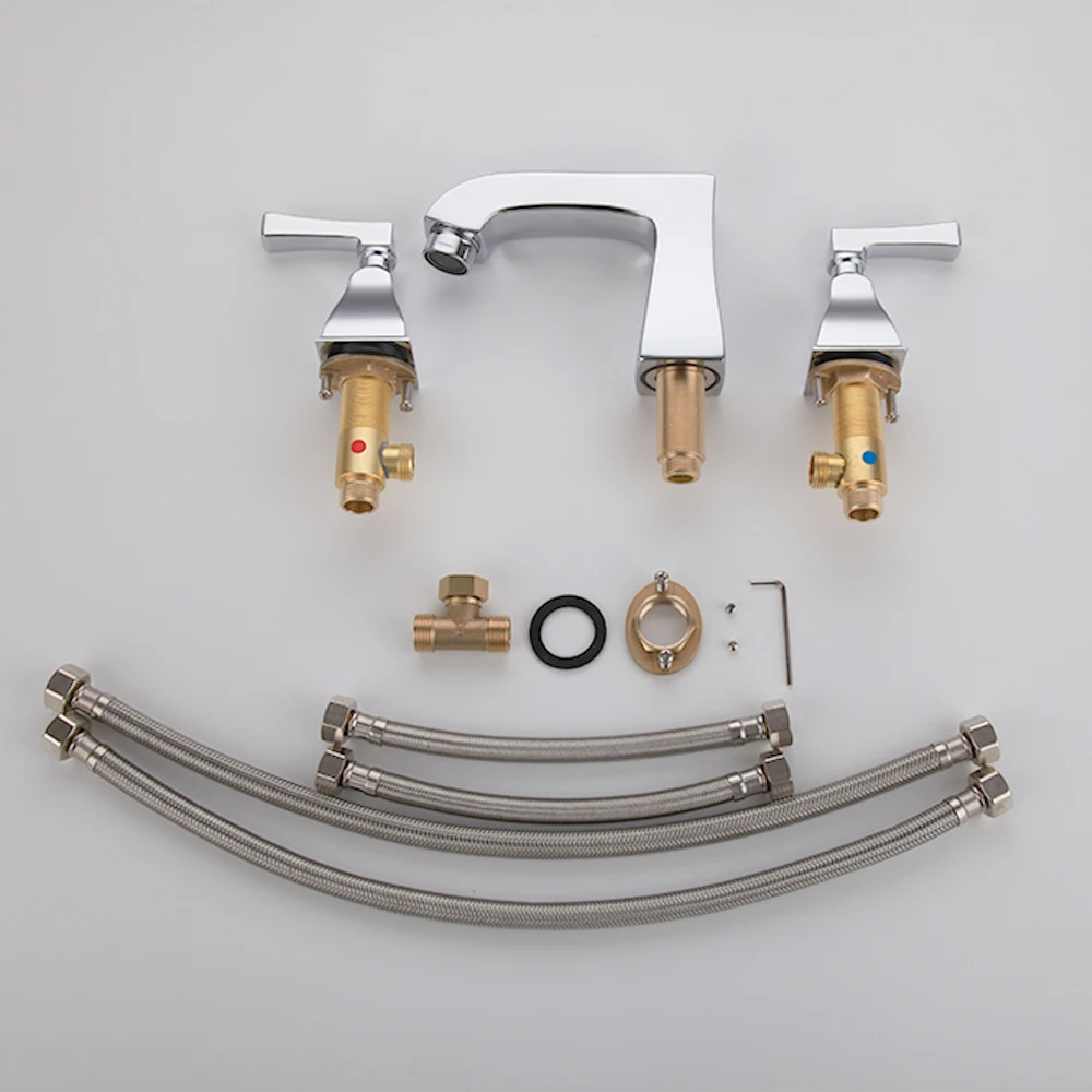 Современный кран Desrin с двойной перекрестной ручкой для ванной комнаты Золотой