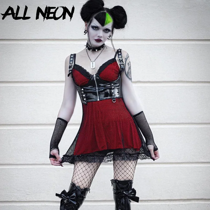 ALLNeon ажурная кружевная отделка E-girl уличная одежда пикантные с открытой спиной