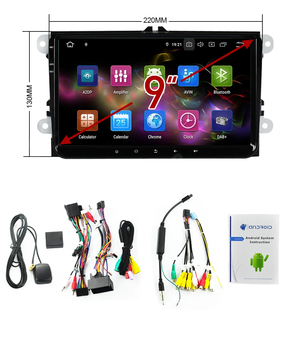 

MCWAUTO For for VW Golf Polo Passat Tiguan Jetta Car Multimedia GPS Navi Stereo 2+16GB RAM WIFI BT AUX Car DVD GPS 9 inch