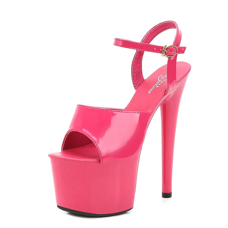 Heel 17cm Модельные босоножки на высоком тонком каблуке 13-17 см, пикантные черные летние туфли на платформе и высоком каблуке - Цвет: Heel 17cm