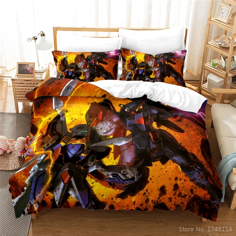 

Anime Mobile Soldier Gundam 3D Cartoon Printed Duvet Cover Set Twin Full Queen King Size Bedding Set Bed Linens for Kids Boys