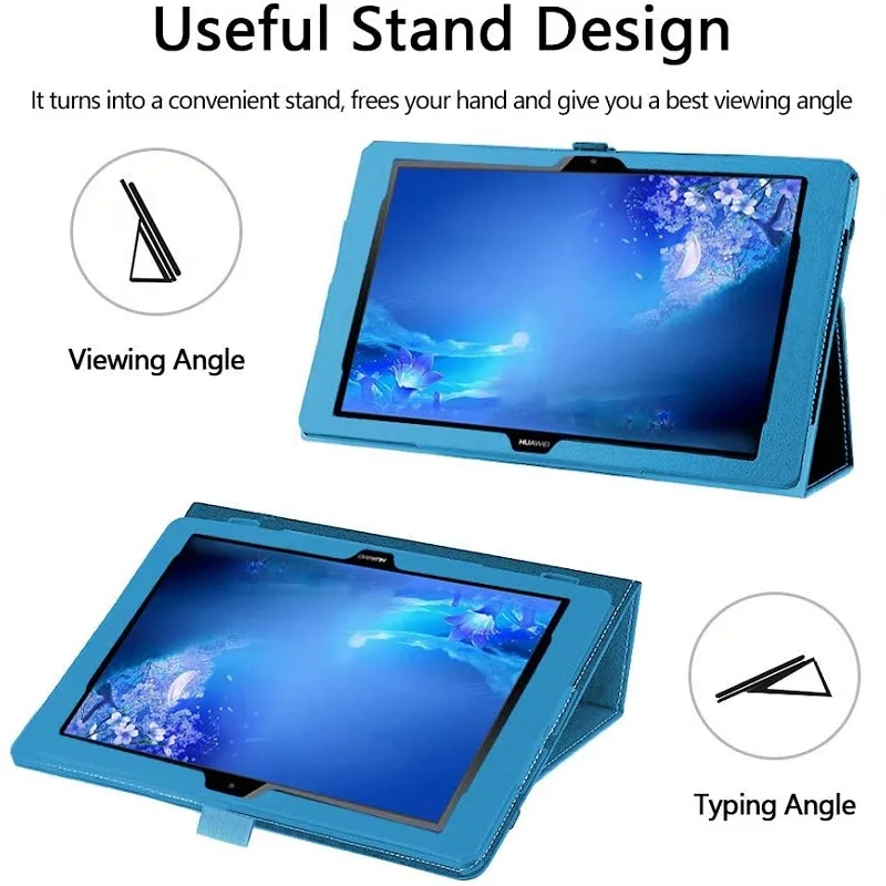 

For Huawei Mediapad T5 10 Cover Tablet with Stand Litchi Stria Ultra Thin Leather Smart Cover Cases for Huawei Media Pad T5 10.1
