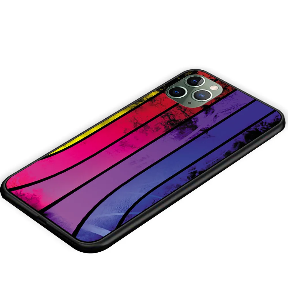 Чехол для телефона Colorful Wood Abstract Stripes Curves для iPhone 6S 6 7 8 Plus, черный силиконовый, подходит для 11 Pro MAX X XS XR.