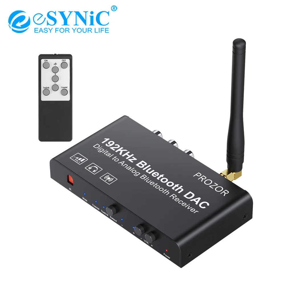 ESYNiC Bluetooth совместимый 192k DAC коаксиальный Оптический к аналоговому стереозвуку L/R
