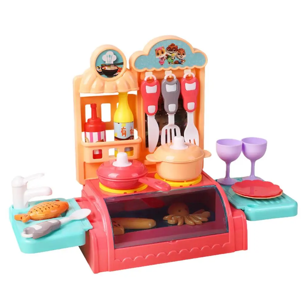 

Kids Kitchen Playset Mini Pretend Play Kitchen Cookware Toy Set With Realistic Cooking Sound For Children's Hands-on Ability