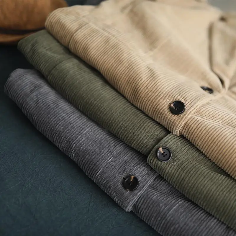 

Winter Autumn New Cotton Women Corduroy Coats 2020 Casual Vintage Long Sleeve Pockets 3 color all-match Women Coats