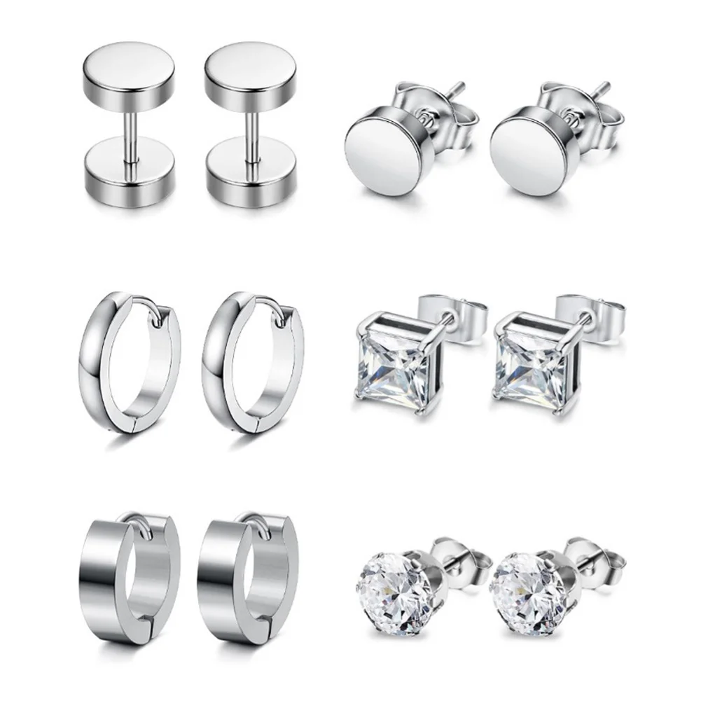 

HOT SALE New Arrival Fashion 6 Pairs Men Women Rhinestone Inlaid Cross Dangle Huggie Stud Earring Jewelry Wholesale Dropshipping