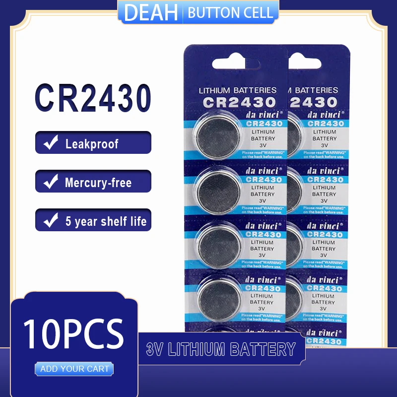 10 шт./лот CR2430 литиевая батарея 3V CR 2430 DL2430 BR2430 ECR2430 для часов компьютер калькулятор