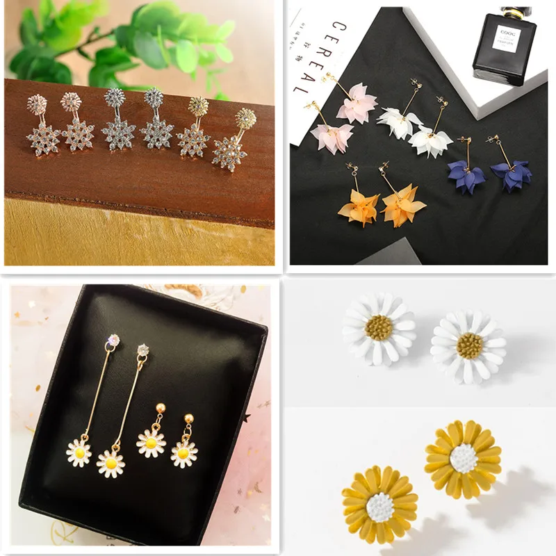 Популярные Модные ювелирные изделия большие цветы Разноцветные серьги гвоздики