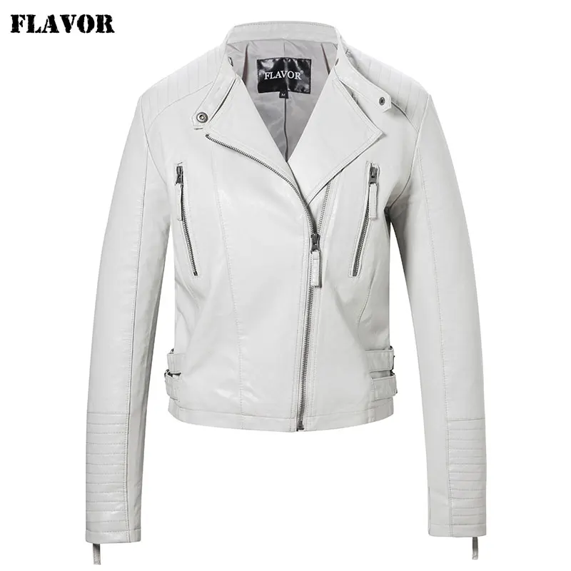 Женская байкерская куртка из искусственной кожи FLAVOR белая | одежда