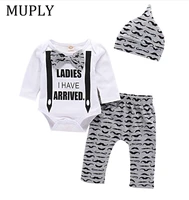 newborn baby boy clothes baby bear letter print long sleeve romperpantshat infant clothing 3pcs toddler outfits set