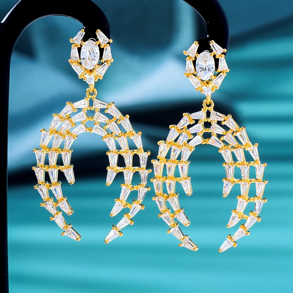 

Siscathy Fashion Trend Geometry Round Drop Earrings For Women Luxury Zircon Hanging Earring Wedding Party Jewelry Accessory Gift