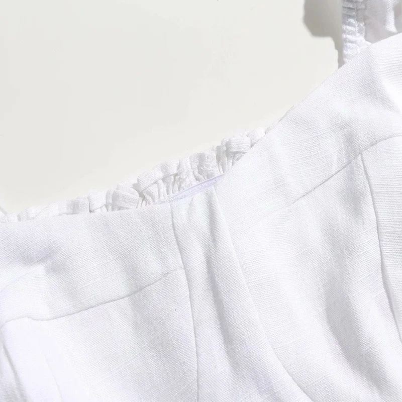 

EAYUCU Sweet White Puff Sleeve Vest Women's 2021 Summer Elastic Sexy Linen ET297