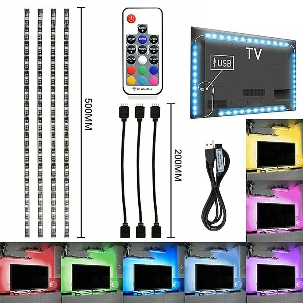 

LED Light Strips Color Changing TV LED Backlight 5V RGB 20-Inch Light Strip with Remote Controller Home Decor