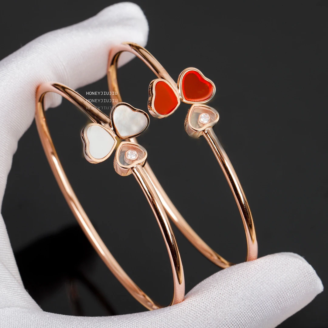 

2021 Роскошные ювелирные изделия горячий знаменитый бренд красный халцедон бабочка Персик Сердце бриллиант браслет для женщин дизайнерский ...