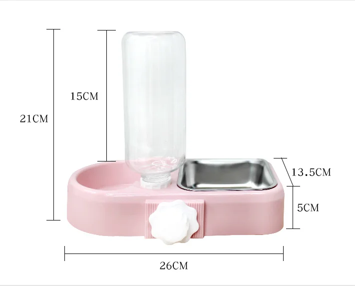 

Pet Cat Food Double Bowls Automatic Water Dispenser Stainless Steel Feeder Hangable Anti-tipping Cage Save Space Pet Supplies