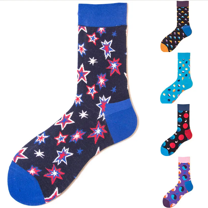 1 пара хлопковые квадратные носки милые с принтом осенне зимние теплые женские