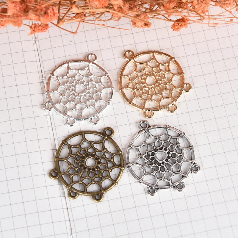 20 шт./лот талисманы Ловец снов с античным серебряным покрытием самодельные