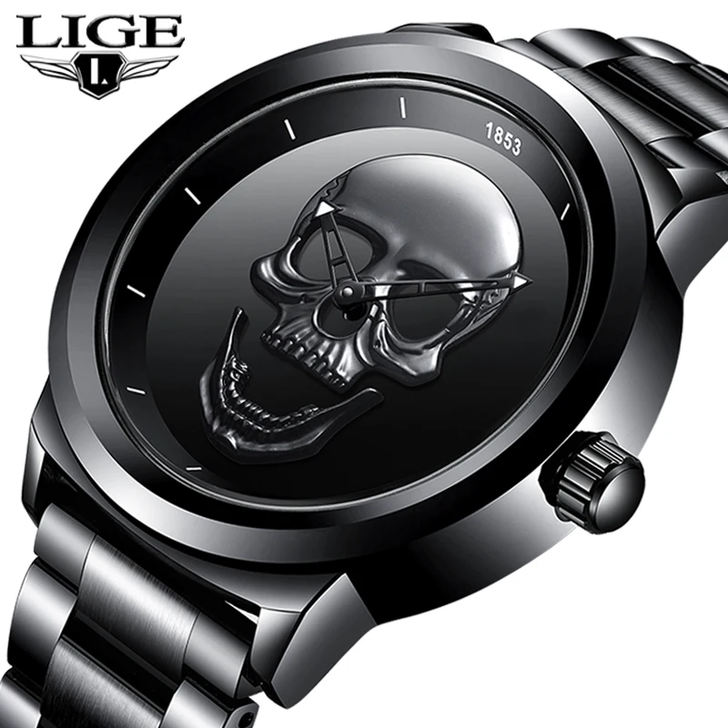 Часы наручные LIGE Мужские кварцевые брендовые модные деловые водонепроницаемые
