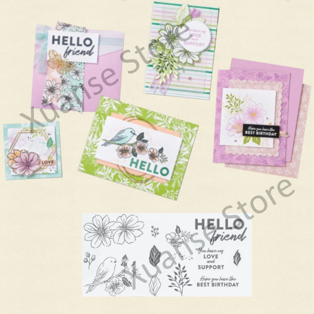 

Flowers And Birds On Branches Cutting Dies Clear Stamp DIY Scrapbooking Supplies For Card Making Stencil Decor Metal Dies Stamps