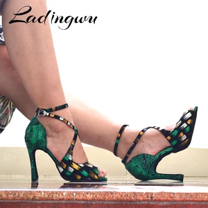 Ladingwu фирменные туфли для латиноамериканских танцев, специальный материал, танцевальная обувь для выступлений, Профессиональные бальные туфли для акне