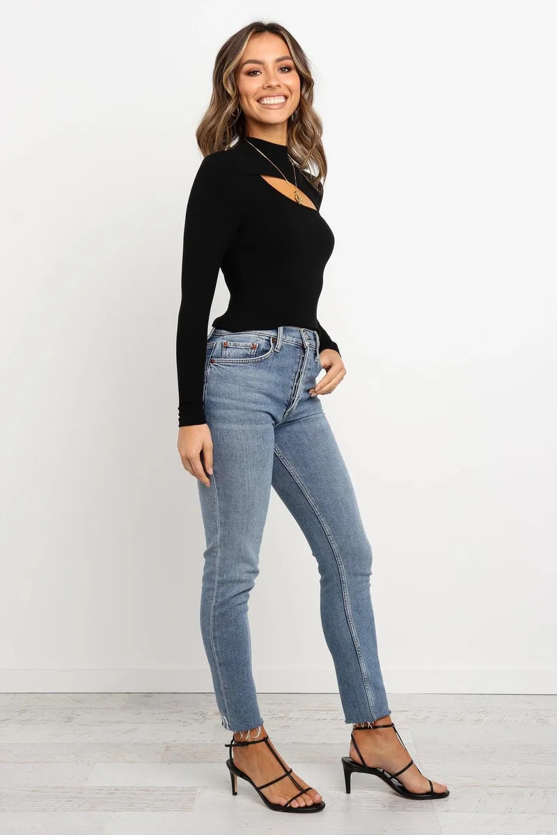 2019 Autumn New Fashion Black Women's Temperament Round Neck Slim Elegant Trend Knit Wild Clothing Hh640 | Женская одежда