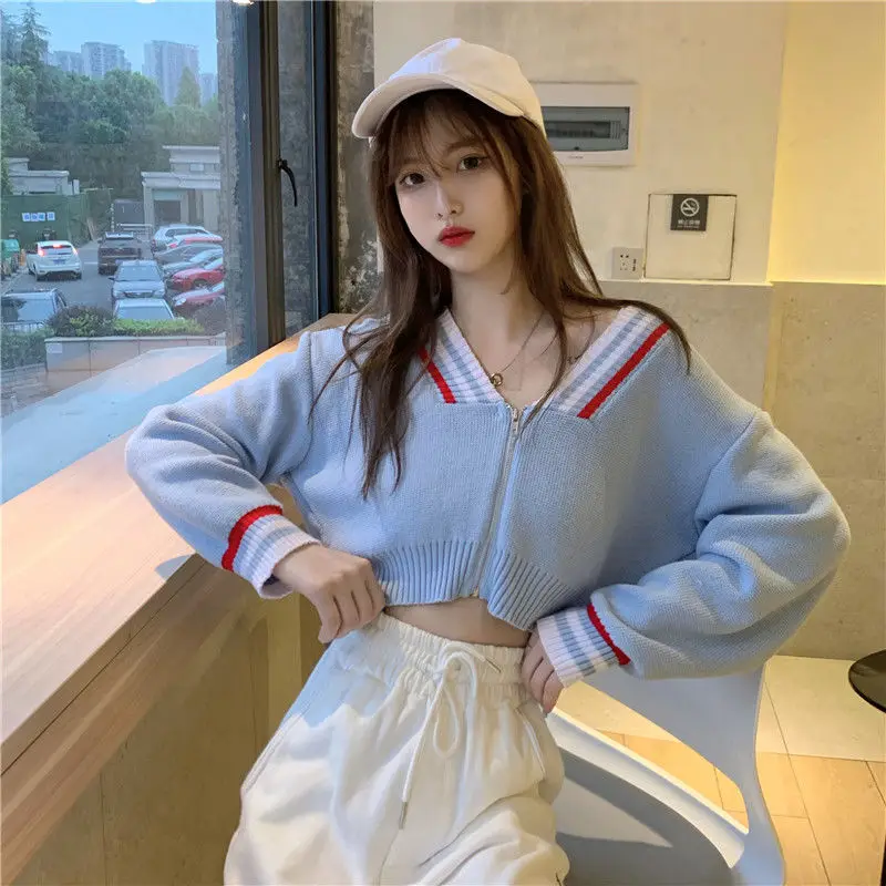 

Sweet girly style knitted sweater knitted cardigan jacket women's gentle outer wear 2021 autumn new long-sleeved short top
