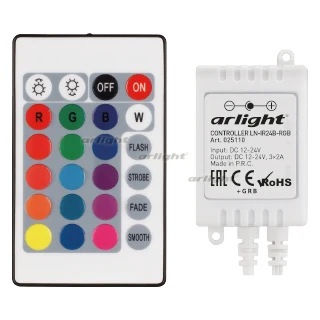 025110 Контроллер LN IR24B RGB (12 24V 3x2A ПДУ Карта 24 кн) 1шт. Arlight|Новизна освещения| |