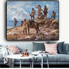 Абстрактная картина маслом на холсте с индейским пейзажем, плакаты и принты, Настенная картина для гостиной