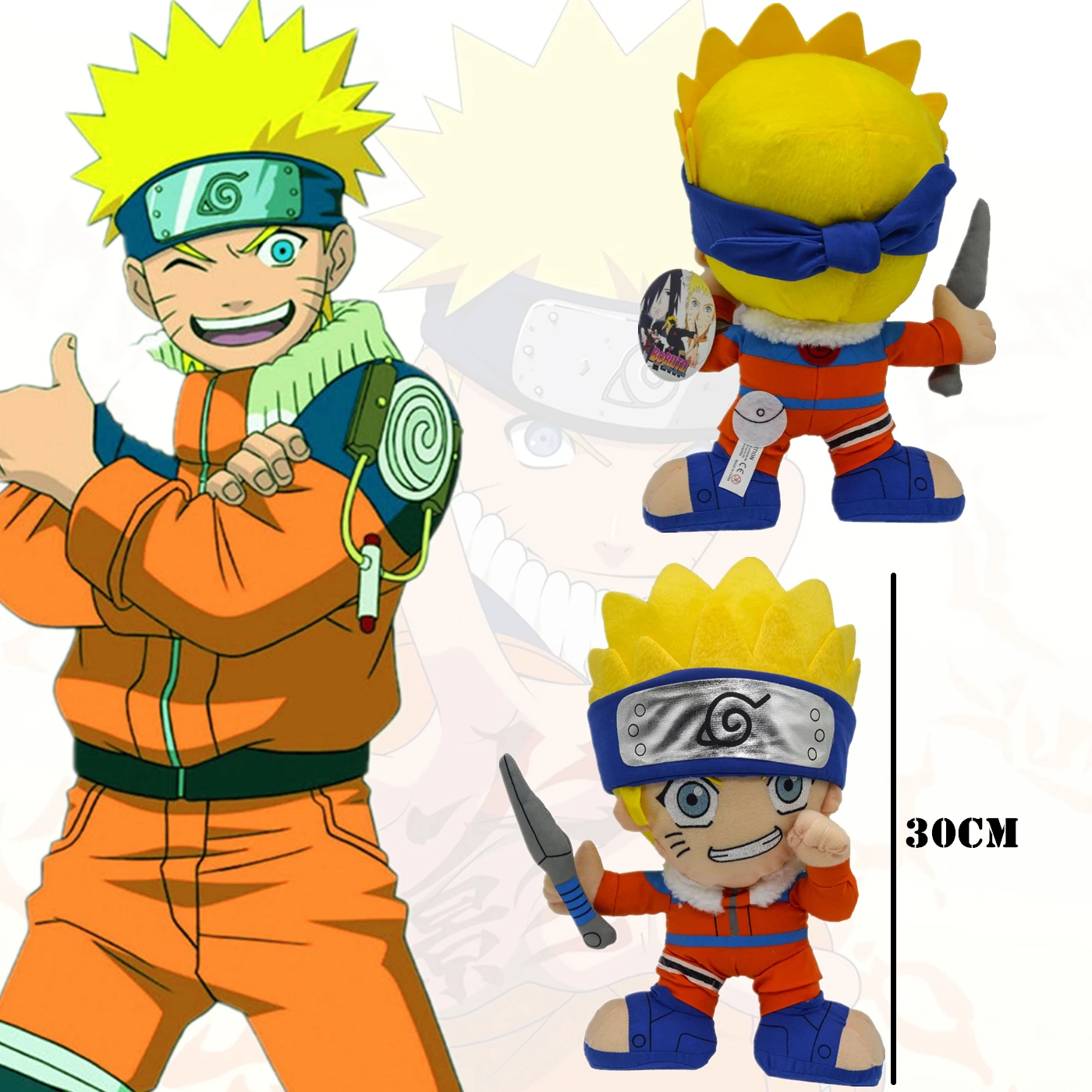 

Anime Cosplay Costume Coat Pants Halloween Party Costume Child Adult Headband Kunai Kurama Doll Ninja Toy Set