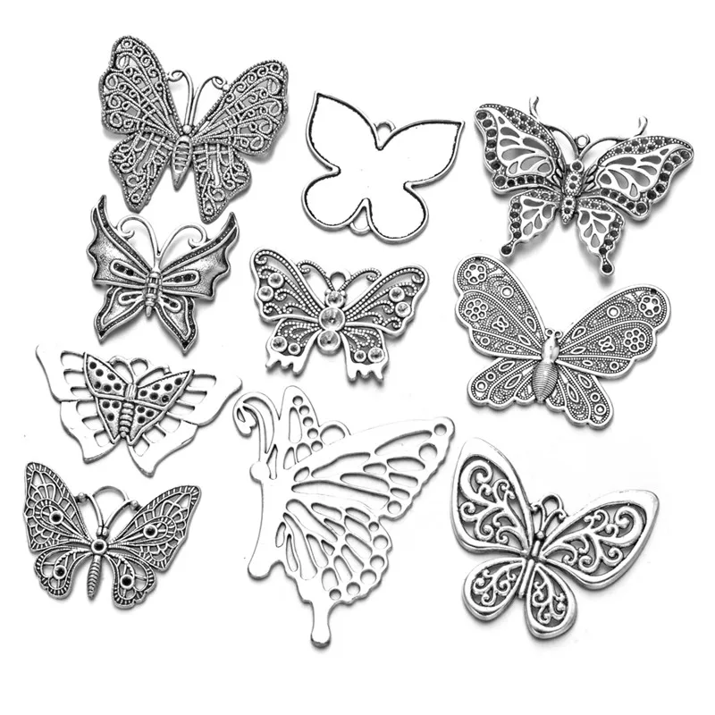 

10pcs Charms Butterfly Antique Pendants Making DIY Handmade Tibetan Silver Color Jewelry Fit Necklace Bracelet Earrings