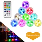Погружной RGB светильник с питанием от аккумулятора, 3 светодиода, дистанционное управление, подводная Ночная лампа, уличное украшение для вазы, чаши, бассейна, ip68