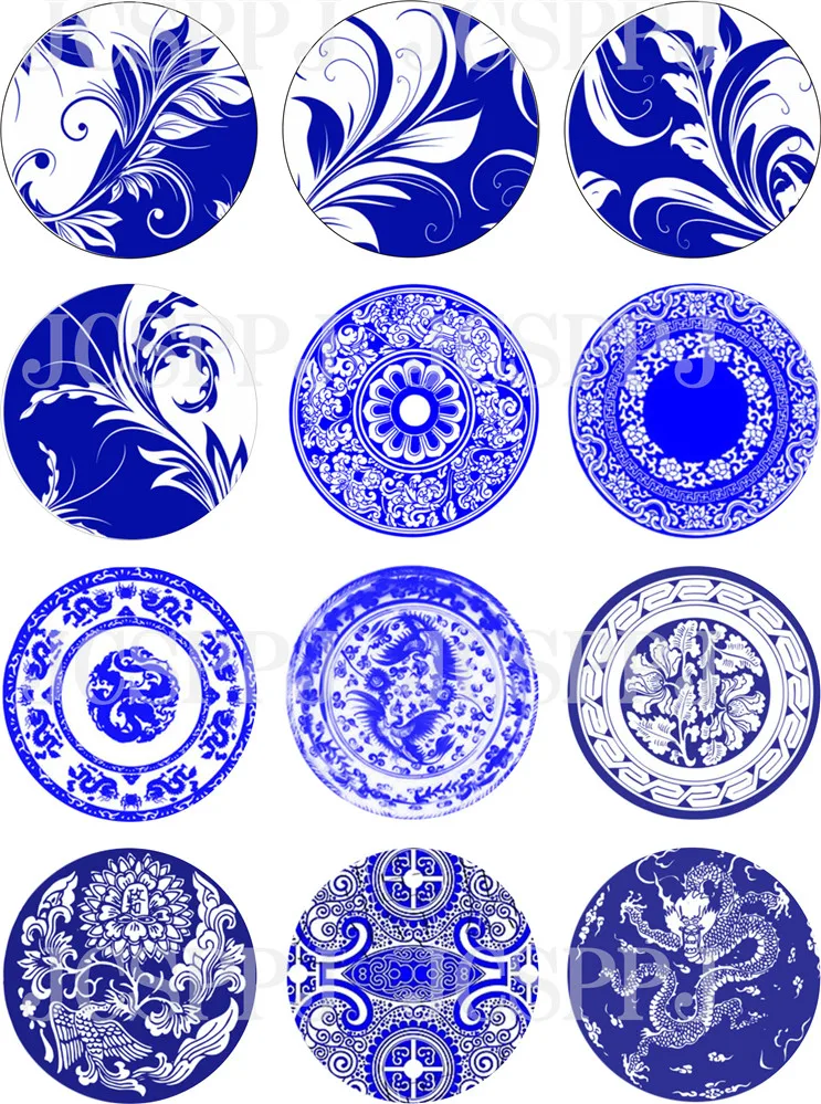 Водонепроницаемые стеклянные наклейки сине белые фарфоровые узоры сумки для