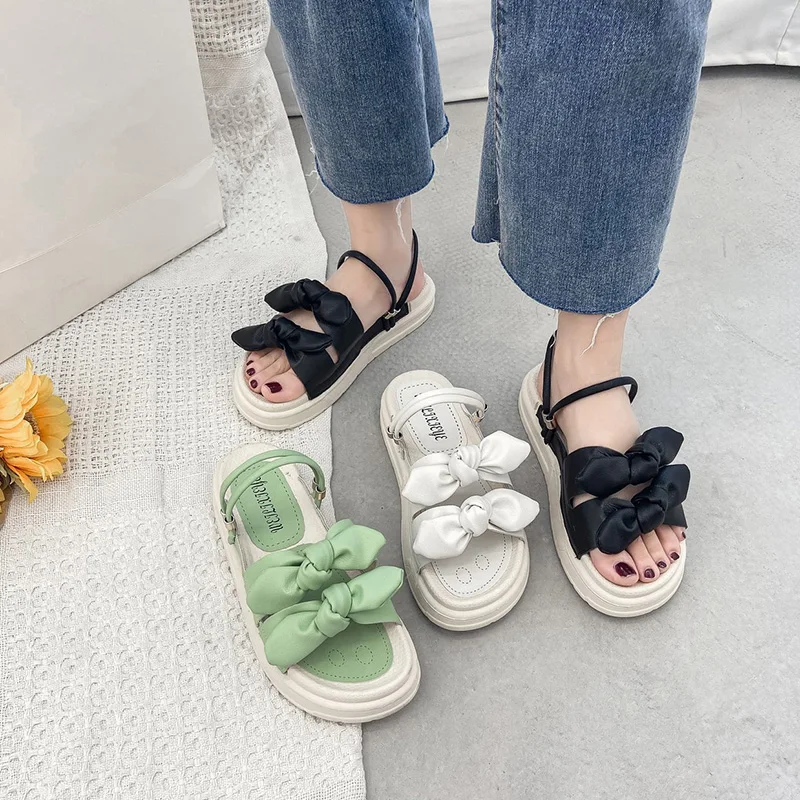 

2021 Summer Flat Sandal Shoe Clear Heels Two Weare Med Clogs Wedge Suit Female Beige Muffins shoe Without New Comfort Girls Medi