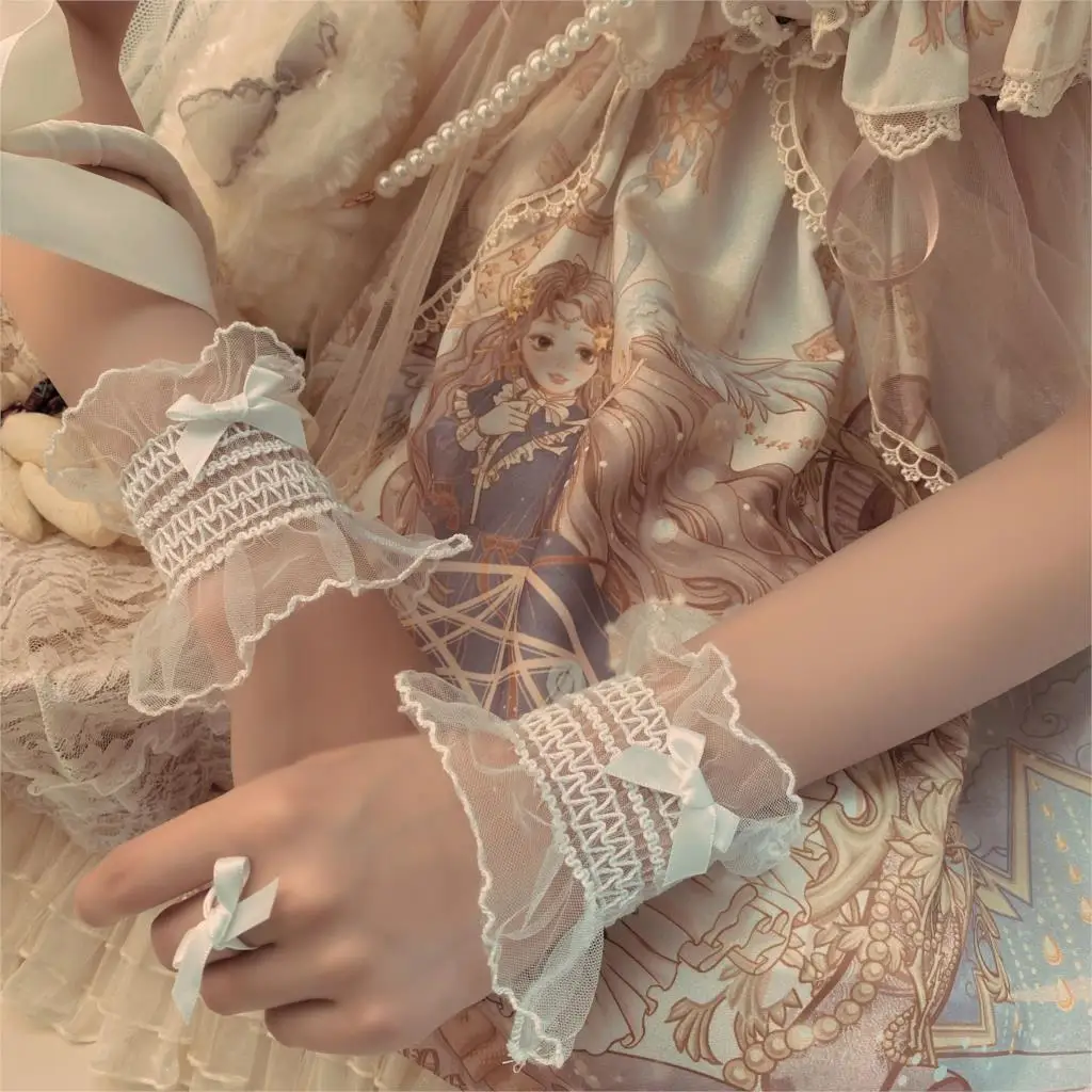 

Cute Girly Hand Sleeve Small Bow Lace Sleeves Lace Cuff