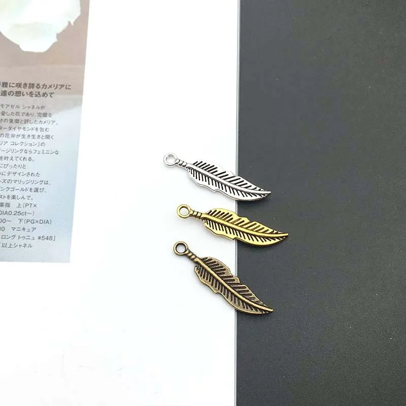 

180Pcs Vintage Silver Color Feather Leaves Pendants For Jewelry Making For Diy Handmade Earring Necklace Bracelet Accessories