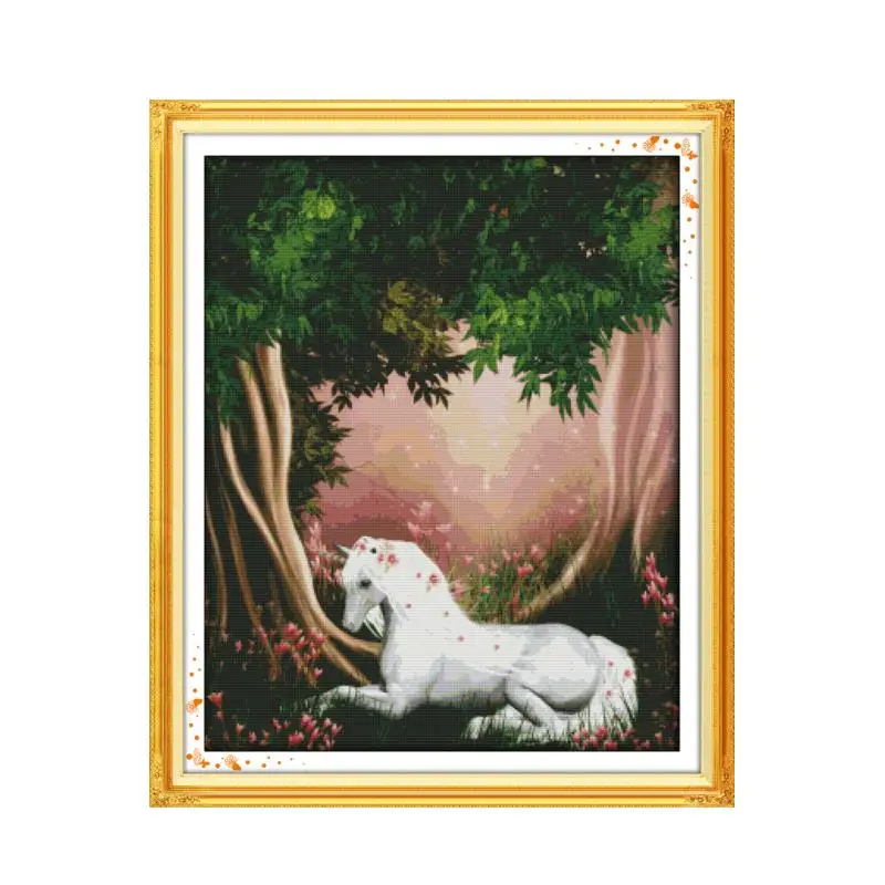 

Cross Stitch Kits Embroidery Needlework The Unicorn In The Forest Counted Thread 11CT 14CT Printed Stamped Canvas Fabric DMC Set