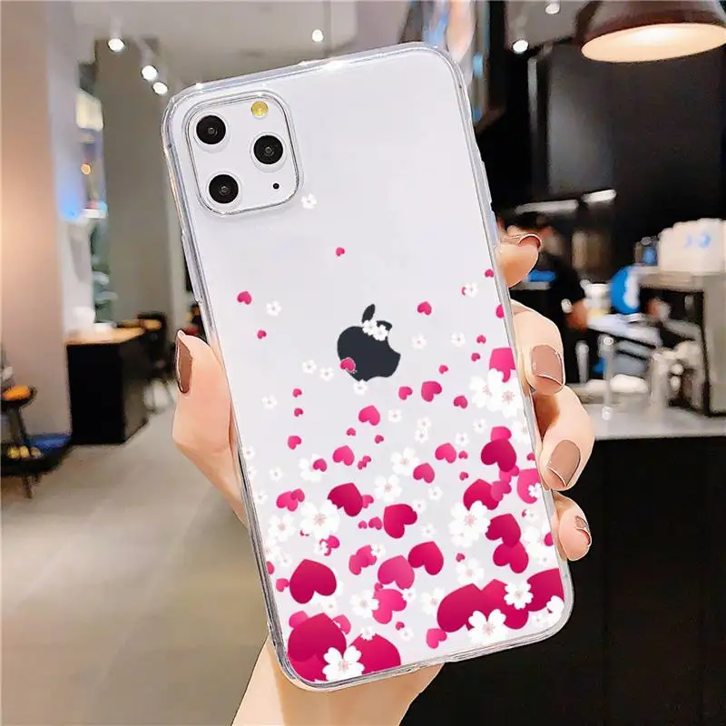 

Fashion Love Heart Phone Case Transparent soft For iphone 5 5s 5c se 6 6s 7 8 11 12 plus mini x xs xr pro max